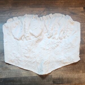 SHEIN White Floral Halter Corset Top